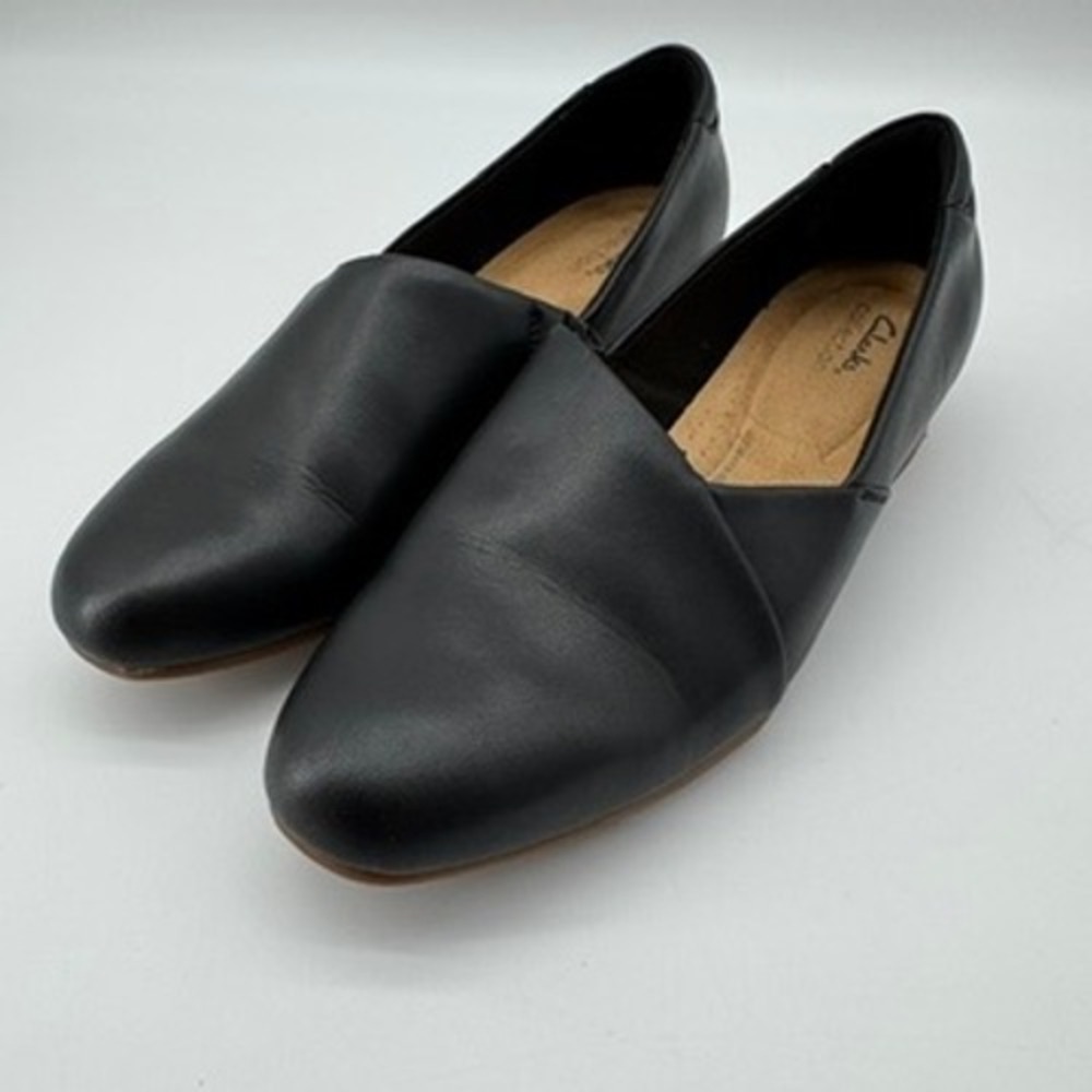 Clarks Black Leather Slip-On Flats